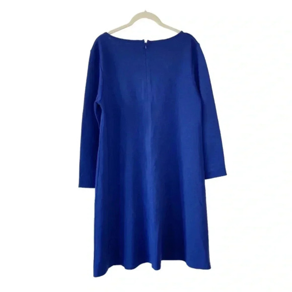Liz Claiborne Blue Knit Dress Size Medium Vintage Long Sleeves Office Classic - Picture 2 of 10